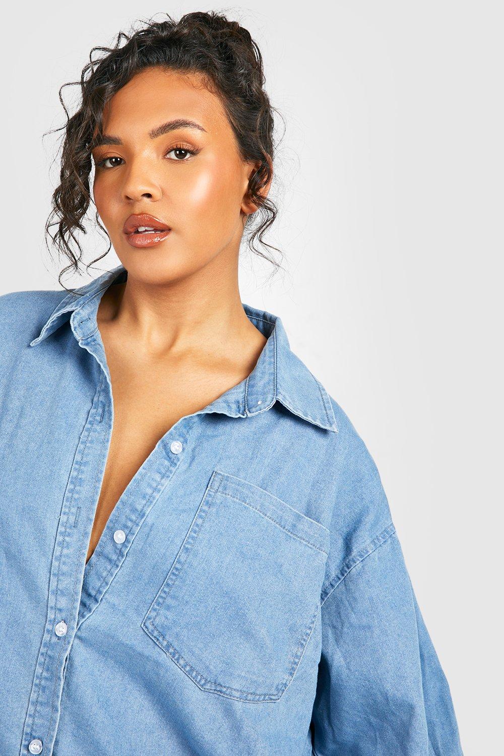 Boohoo denim shirt dress best sale